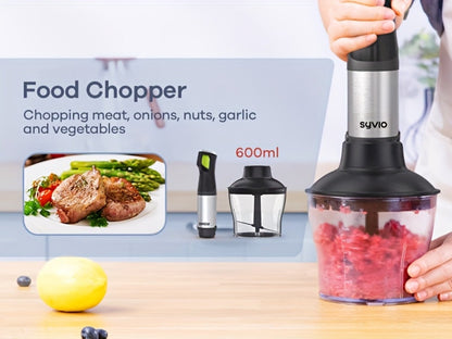 9-in-1-Labeled Immersion Blender Set with Time Display, Chopper, Beaker, Whisk and Frother