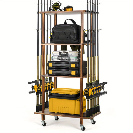 Rolling Storage Rack 3 & 4 Tier Cylindrical Mobile Organizer with Wheels - Freestanding Bathroom Kitchen Bedroom Shelf Tower for Small Spaces, Black & Natural, Space-Saving Vertical Storage Solution