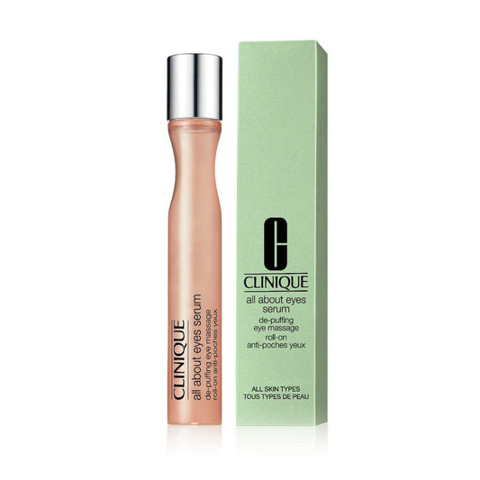 Cooling Roll-On Eye Serum with Massage Roller Ball for Dark Circles Puffiness Fine Lines Depuffing Under Eye Treatment Anti-Aging Eye Care Serum Lightweight Fast Absorb Travel Size 15ml