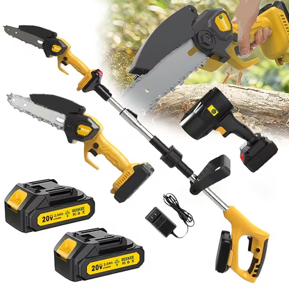 Cordless 3-in-1 Pole Saw, Chainsaw and Blower Kits with 5.8-Foot Pole Label plus Blue Saw Option