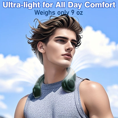 Loop-Style Neck Fan in Ten Single or Paired Color Checkouts with Five-Speed Control and USB Charging