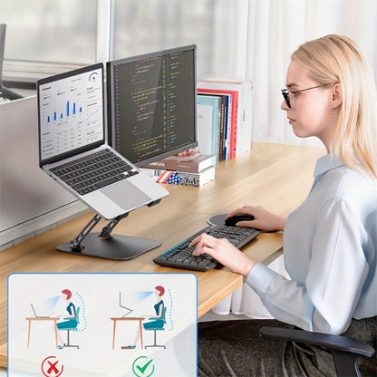 Laptop Stand Adjustable Aluminum Alloy Foldable Portable Ergonomic Desk Riser Compatible with 10 to 16.5 Inch Laptop MacBook Notebook Tablet Computer Stand Holder for Home Office – Black & Silver