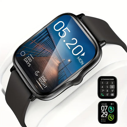 Smart Watch 2.01-Inch Curved Display with Music Control, Message Alerts and Slim Black Band