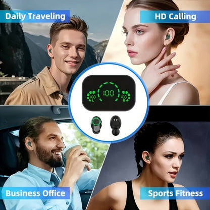 Wireless Earbuds Bluetooth 5.4 800mAh High-Capacity Battery Mirror Design Noise Isolation for Sports Running Fitness Gym Compatible with All Smartphones Modern Stylish