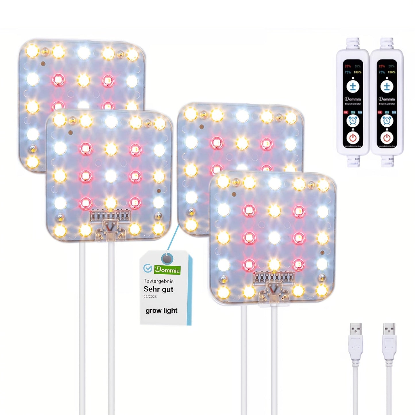 Two-Panel 5V 2A USB Plant Light Kit with Standard or 96-LED Option and Four-Level Controller