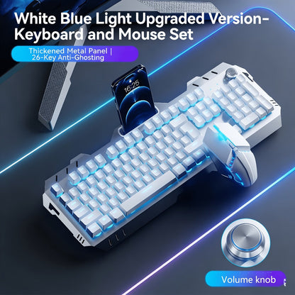 Full-Size 104-Key Wired Gaming Keyboard with Volume Knob in Seven White or Black Options Pictured