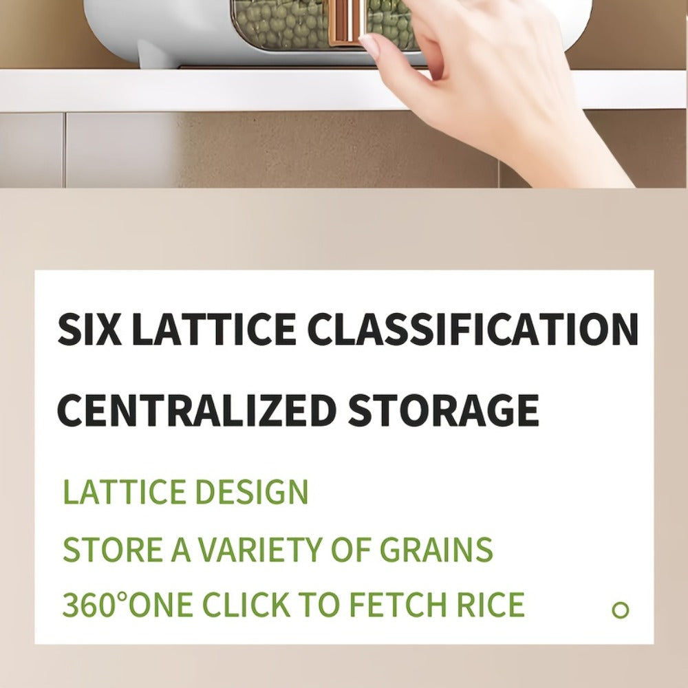 Rotating Grain Food Storage Organizer with Six Compartments and 13lb or 22lb Capacity Options