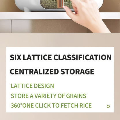 Rotating Grain Food Storage Organizer with Six Compartments and 13lb or 22lb Capacity Options