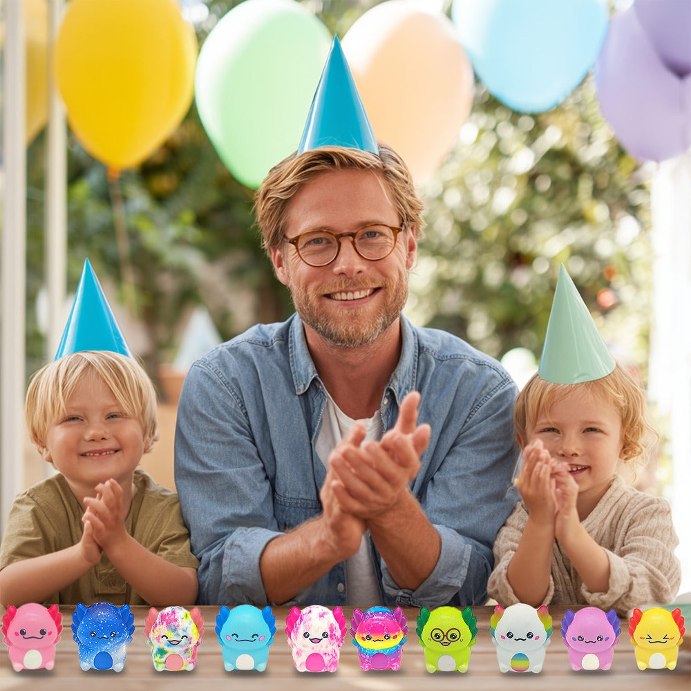 20-Piece Individually Wrapped Slow-Rise Foam Squishy Set with Colorful Axolotl Ice-Cream Shapes