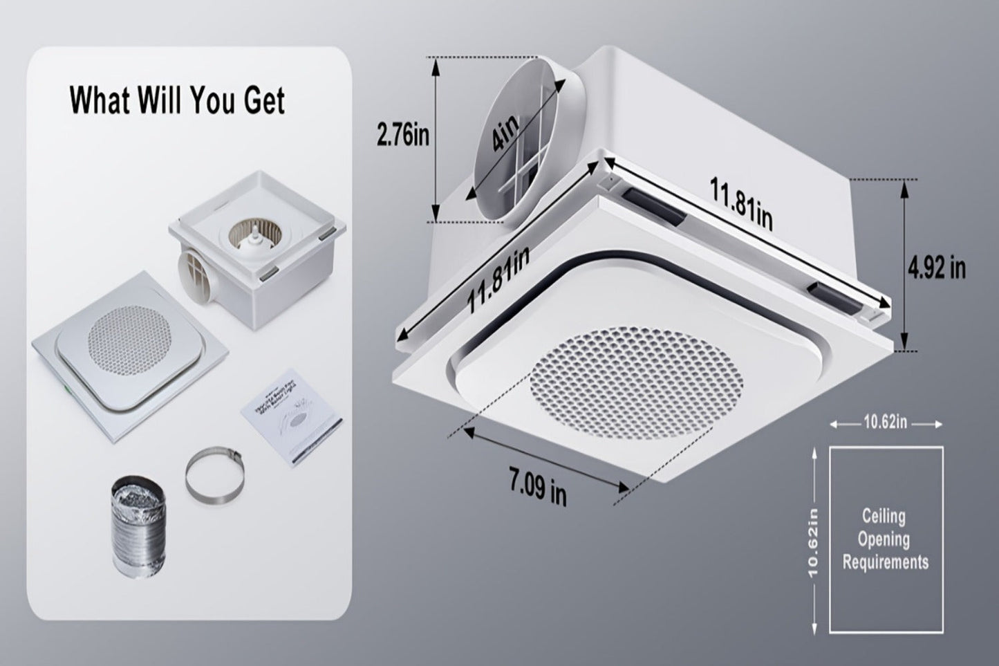 Bathroom Exhaust Fan with Light 150 CFM 1.0 Sone - 40W LED Night Light Ventilation Fan Combo, Quiet Bath Fan with Blue LED, Easy Install, White