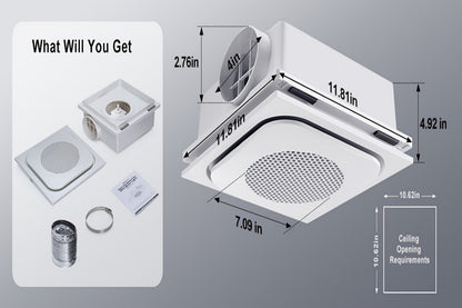 Bathroom Exhaust Fan with Light 150 CFM 1.0 Sone - 40W LED Night Light Ventilation Fan Combo, Quiet Bath Fan with Blue LED, Easy Install, White