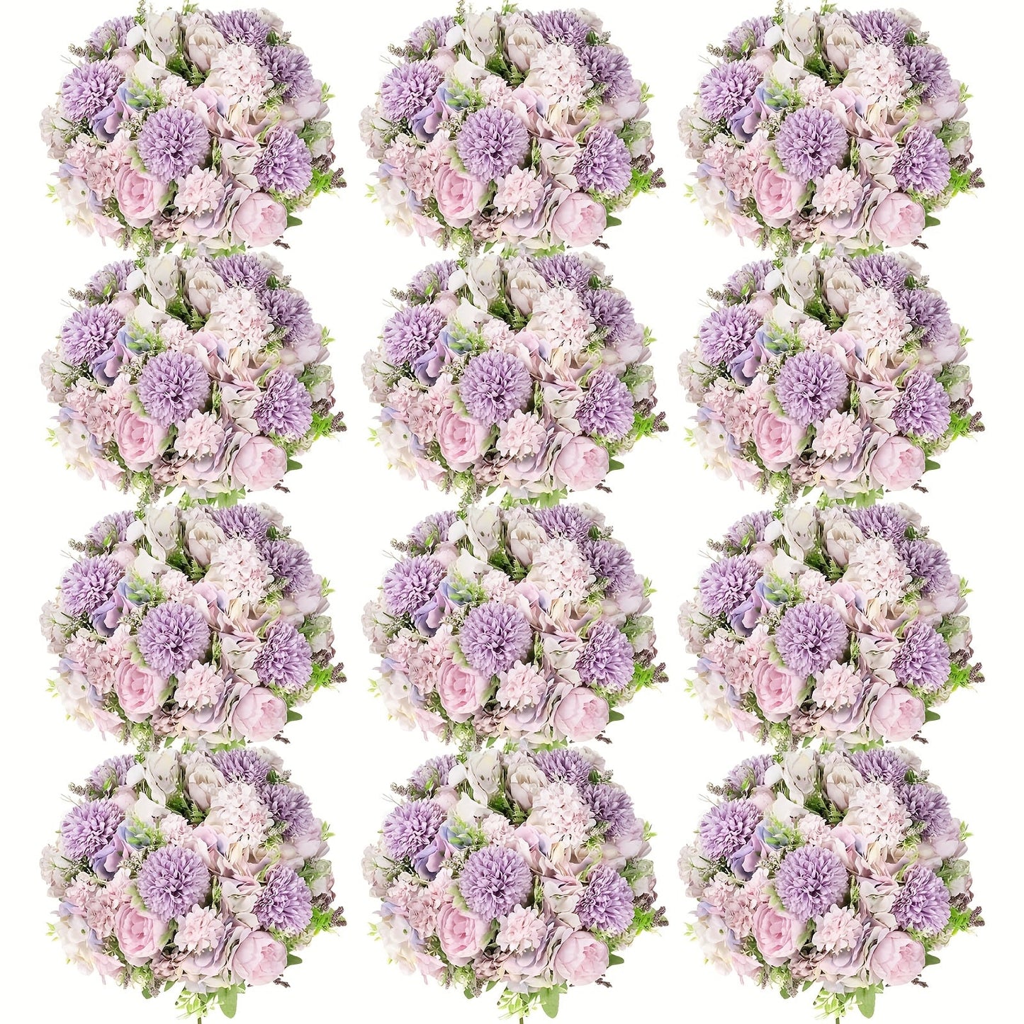 Artificial Flowers 12-Bundle Peony and Hydrangea Bouquet Set in Five Colors for Wedding Decor