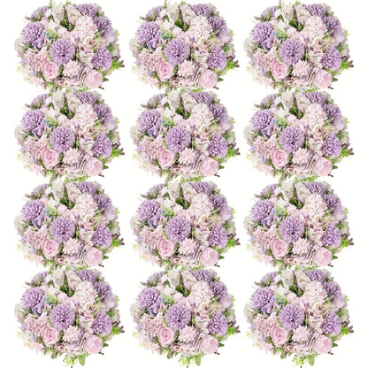 Artificial Flowers 12-Bundle Peony and Hydrangea Bouquet Set in Five Colors for Wedding Decor