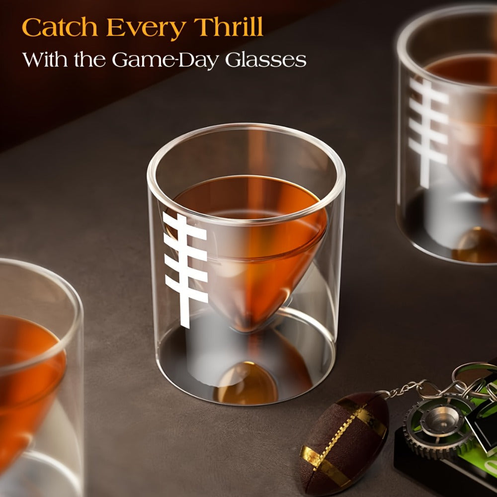 Football Goalpost Whiskey Decanter Set with 28 oz Bottle, Two 3.8 oz Game-Day Glasses and Field Display Base