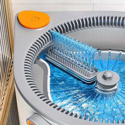 Spin Mop and Bucket Set with Separate Water Chambers, Telescoping Handle and Two Exact Mop Head Configurations