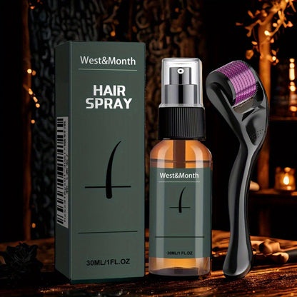 Beard Growth Spray Kit for Men 30ml Ginseng Ginger Extract Beard Moisturizer with 0.25mm Microneedle Derma Roller for Fuller Thicker Healthier Beard Care Grooming Gift for Dad Husband