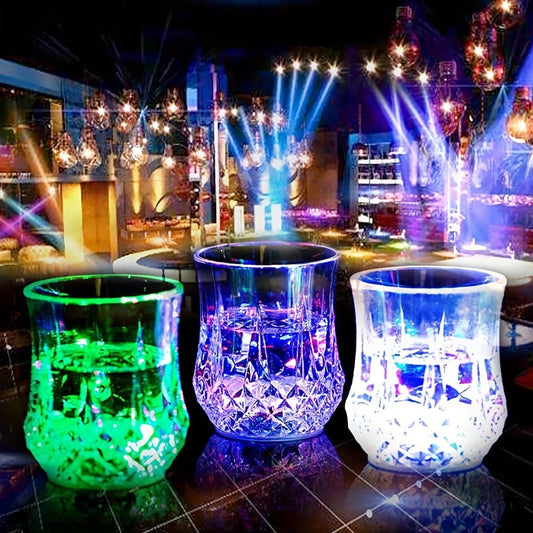 Light Up Cups 12 Pack – LED Luminous Sensor Glasses That Glow When Liquid Is Poured – 7-Color Gradient Flash Crystal Tumbler for Bar, KTV & Party – 6.76 Oz Cool Novelty Drinkware Gift
