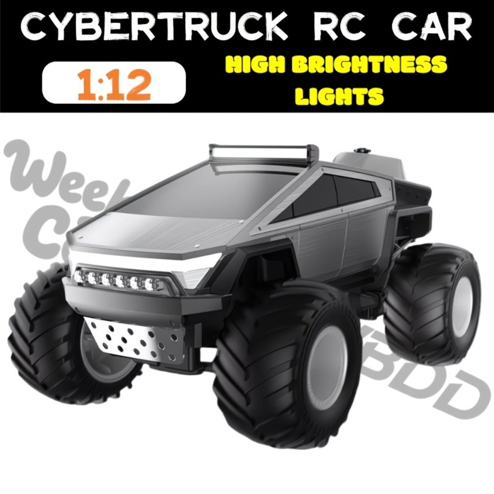 1:12 Scale RC Monster Truck 4WD All-Terrain – Remote Control Cybertruck & Pickup Truck with LED Lights & Sound Effects, 2.4GHz Rechargeable RC Car Gift for Boys Ages 6 7 8 9 10 Birthday Christmas