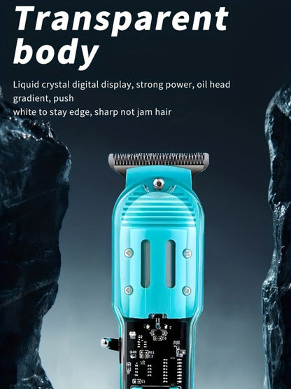 LED Hair Clipper for Men - USB-C Rechargeable Cordless Beard Trimmer with LED Display & 4 Guide Combs, Barber-Grade Home Haircut Kit, Blue Green Red Black, Gift for Men