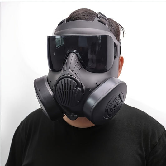 Tactical CS Costume Prop Mask Plastic Airsoft Style – Military Face Mask for Men Halloween Cosplay Role Play CS Simulation Outdoor Camping Movie Stage Props Cool Dress Up Black Tri-Color
