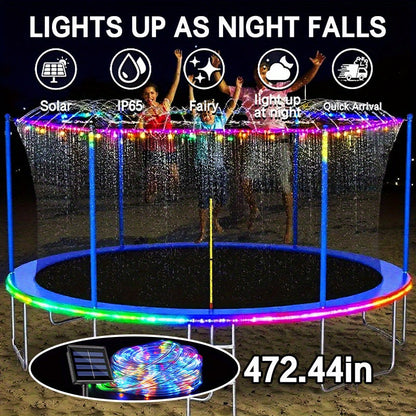 Solar Trampoline Rope Lights with Separate Panel, 50 or 100 LEDs and Multicolor, White or Blue Options