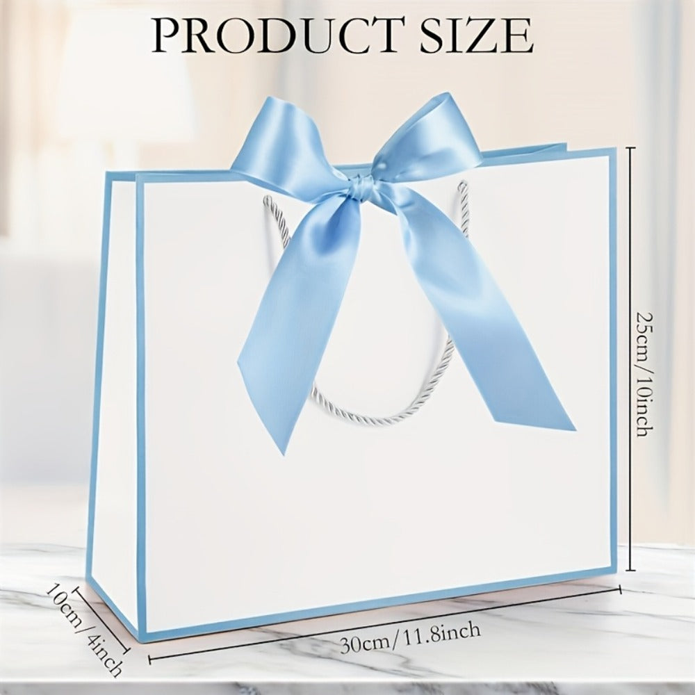 Gift Bag Set Pull-Handle Ribbon Design, 12, 24 or 36 Bags in Five Colorways with 11.8 x 10 x 4 Inch Format