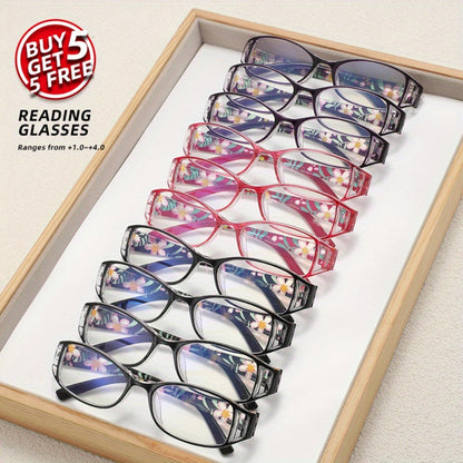 Reading Glasses – Ten-Pair Classic Rectangular Reader Bulk Set with Seven Strength Options