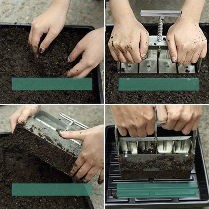Garden Clod Breaker & Soil Blocker Tool - Heavy Duty Metal Multi-Cell Soil Block Maker with Adjustable Handle for Seed Starting, Potting & Lawn Aeration - Professional Home Gardening