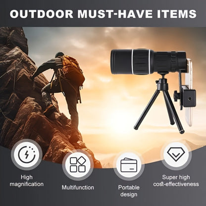 Compact 10x50 Monocular Telescope with Manual Focus, Wrist Cord and 16 cm Pictured Length for Adults