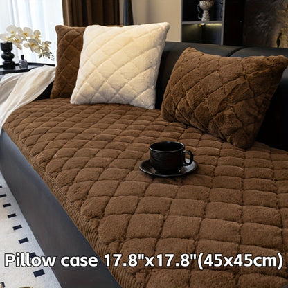Sofa Cover Plush-Texture Cushion Panels in Pillowcase and 1, 2, 3 or 4-Seat Dimensions in Four Colors