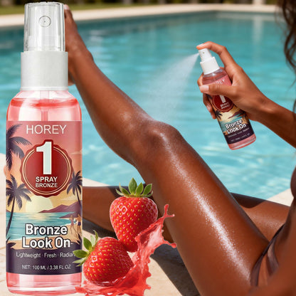 Strawberry-Scented Self-Tanning Spray 100ml in Clear Pump Bottle for Gradual Body Color Application