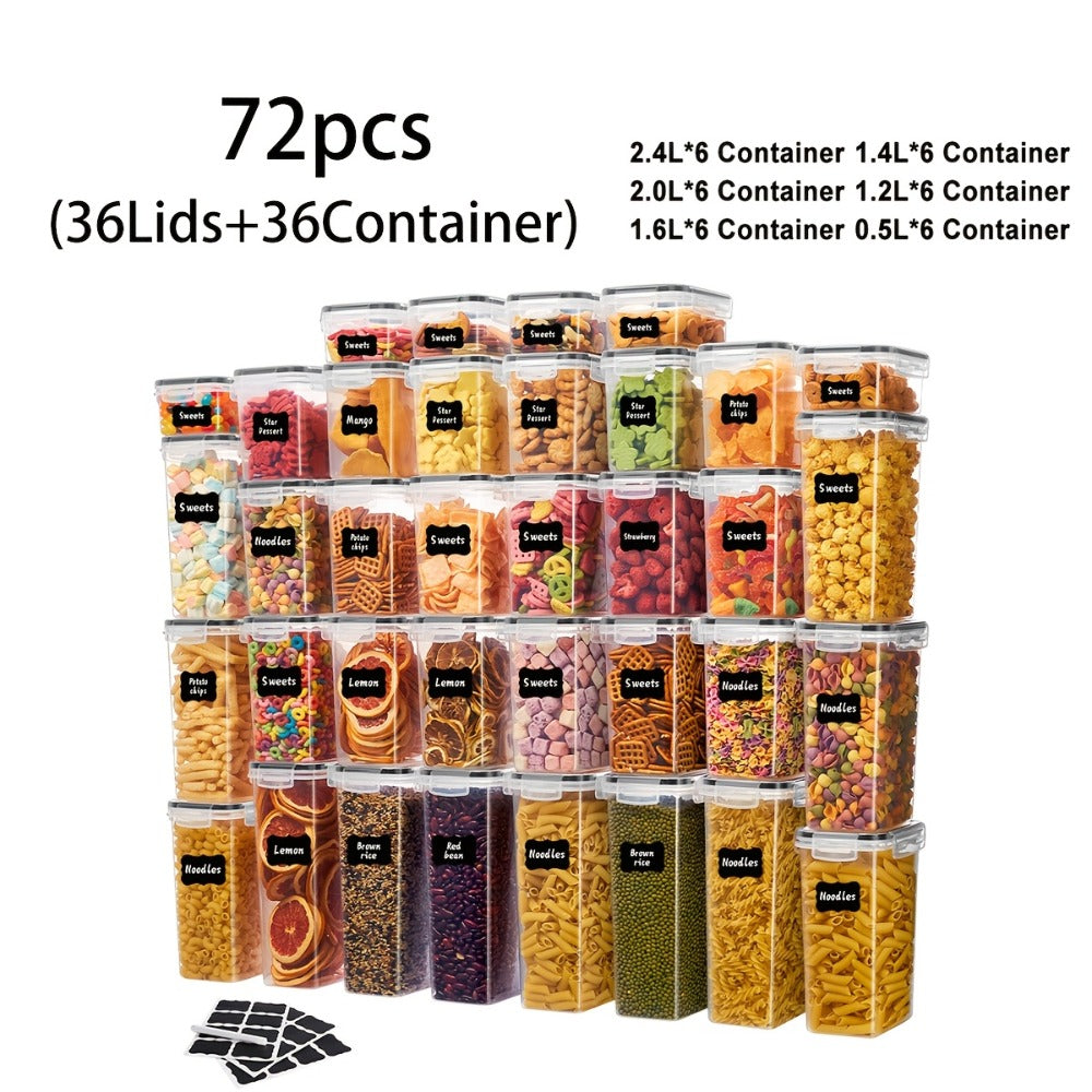 Food Storage Containers Multi-Size Pantry Set with Matching Lids, Labels and Markers in Four Pack Options