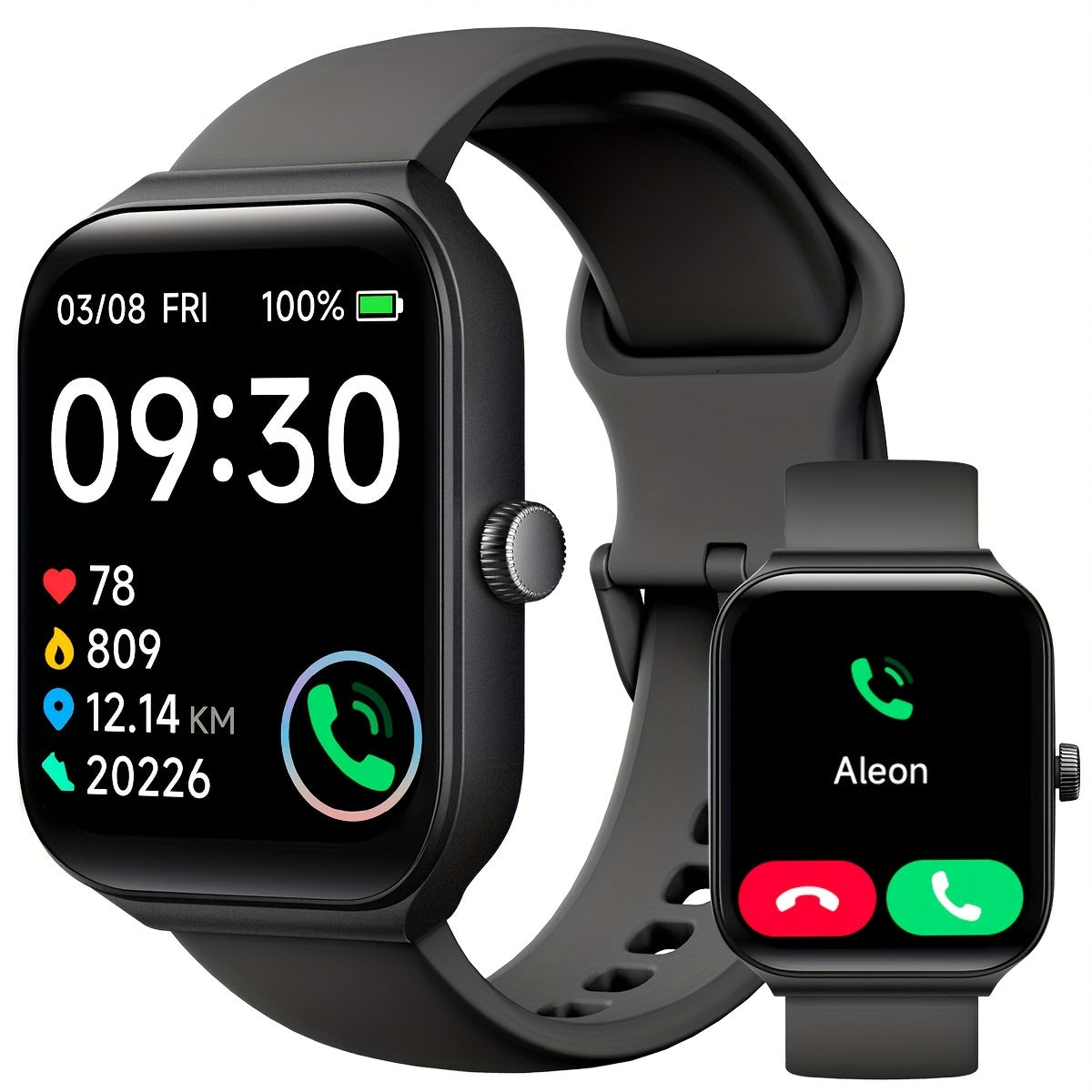 Smart Watch 1.95-Inch Touch Display with Voice Assistant, Wireless Calling and 100+ Custom Faces