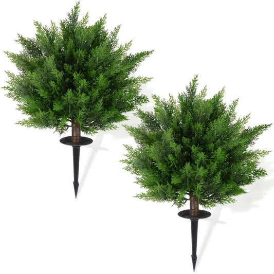 Artificial Topiary Ball Trees for Outdoor & Indoor Decor – UV Resistant Faux Lavender, Azalea & Pansy Shrubs with Ground Spike – Evergreen Fake Plants for Front Porch, Garden & Backyard (Single & 2 Pack)