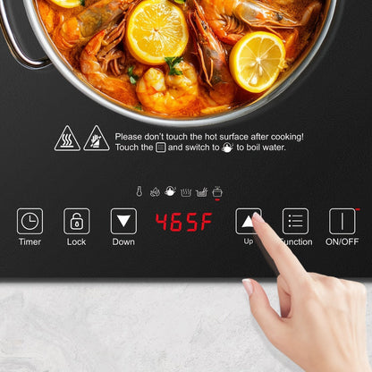 Induction Cooktop 1800W Single Burner Countertop Induction Cooker with Touch Control Timer for Home Cooking, Dining and Outdoor Meals