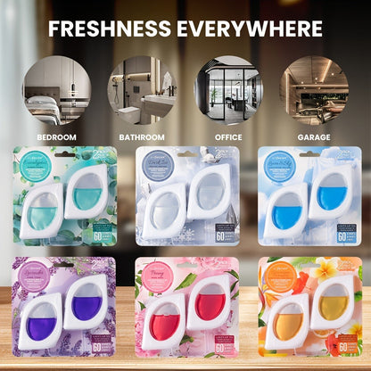 Compact Air Freshener Cups in Six Scents, Available in 2, 6 or 12 Packs for Closets, Bathrooms and Small Spaces