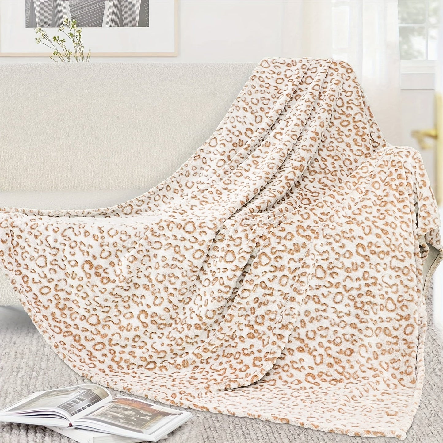 Raised Leopard Pattern Throw Blanket in Five Colors and 14 Listed Size-and-Color Combinations