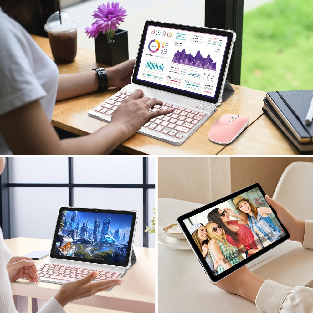 Android Tablet 10-Inch 2-in-1 with Android 14, 8GB Total RAM, 32GB Internal Storage and Keyboard Options