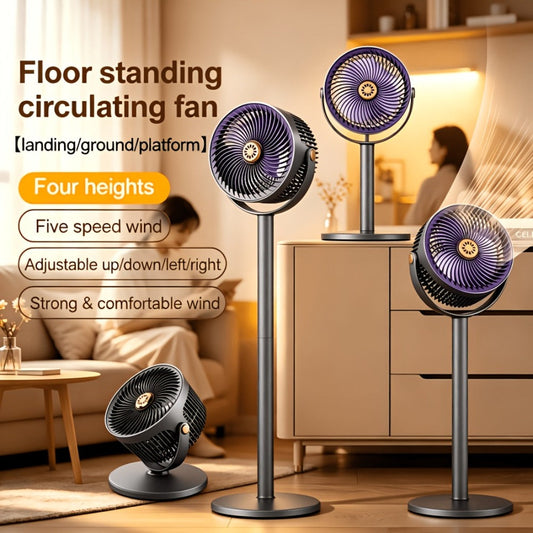 RV Fan 5-in-1 USB Rechargeable 4000mAh Battery 5-Speed Type-C Charging Port Portable Room Fan for Indoor Outdoor Camping Bedroom Desktop Ventilation