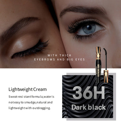 Waterproof Mascara Set 2Pcs Lengthening Volumizing Thick Curly Lashes Natural Extension Long-Lasting Smudge-Proof Crown Mascara for Women All-Day Wear