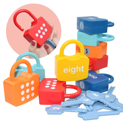 Ten-Piece Number Lock and Key Matching Set with Color-Coded Locks for Counting One Through Ten