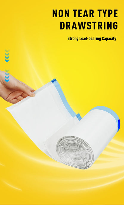White Drawstring Kitchen Trash Bags, 13-Gallon 150-Count Pack in Three Rolls with Exact Checkout Configuration