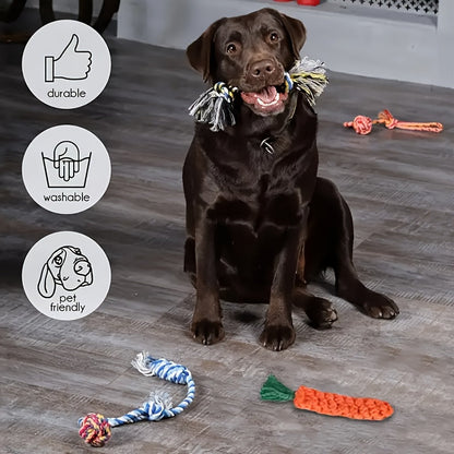 Dog Toys 6 or 12-Piece Interactive Assorted Set with Rope Knots, Squeaker Balls and Chew Toys for All Breeds