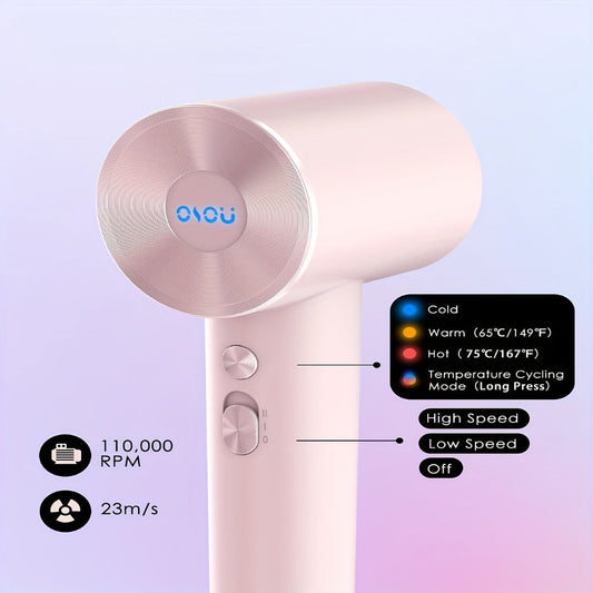 Ionic Hair Dryer 110,000 RPM Brushless Motor with 500 Million Negative Ions — Ultra-Lightweight Quiet Blow Dryer for Women, Smart Temperature Control, Multiple Colors, Travel & Home Use