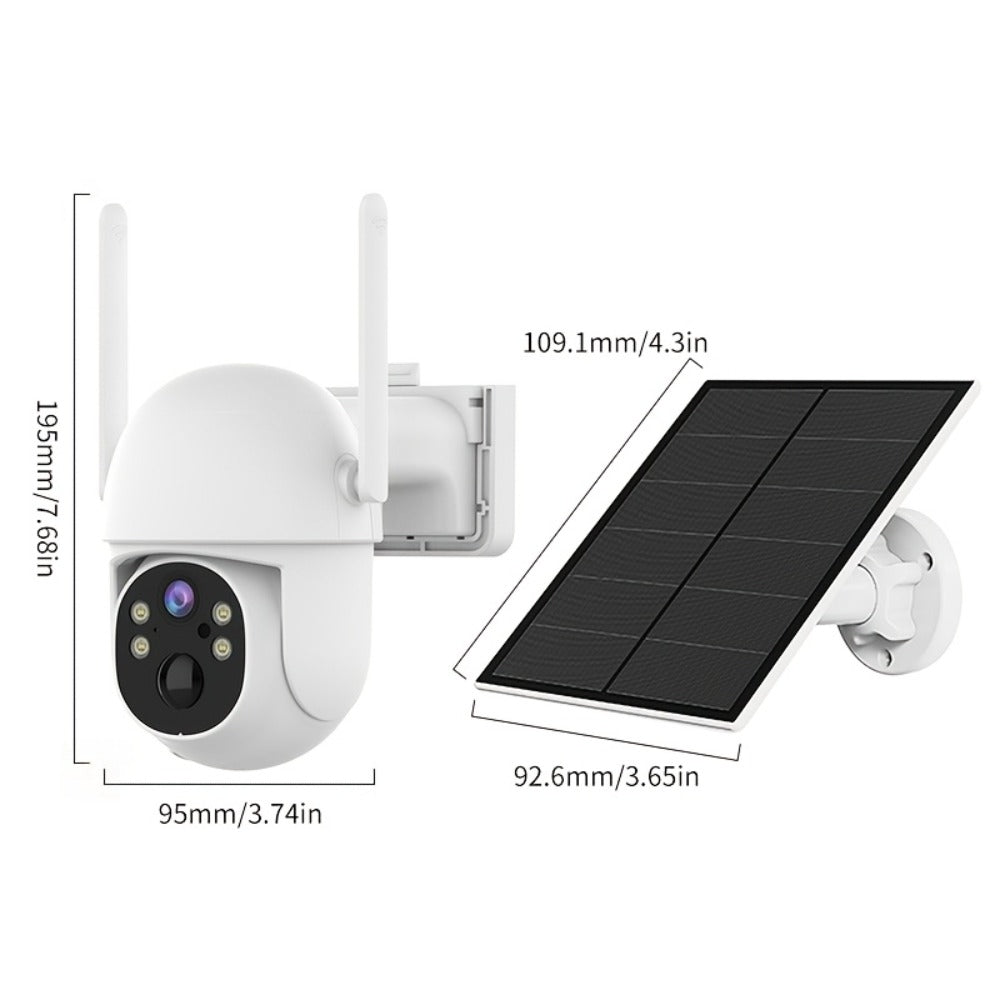 Encrypted Cloud Solar Security Camera Outdoor 3MP AI Detection – App-Controlled Pan Tilt, Full Color Night Vision, Sound & Light Alert, Two-Way Audio, Waterproof Wireless WiFi Camera