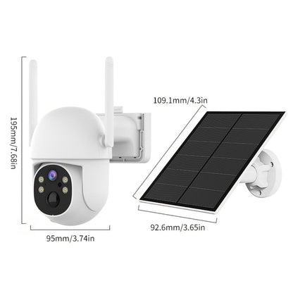 Encrypted Cloud Solar Security Camera Outdoor 3MP AI Detection – App-Controlled Pan Tilt, Full Color Night Vision, Sound & Light Alert, Two-Way Audio, Waterproof Wireless WiFi Camera