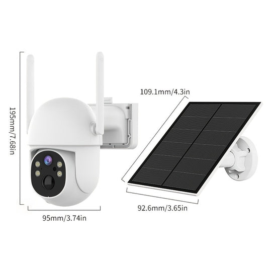 Encrypted Cloud Solar Security Camera Outdoor 3MP AI Detection – App-Controlled Pan Tilt, Full Color Night Vision, Sound & Light Alert, Two-Way Audio, Waterproof Wireless WiFi Camera