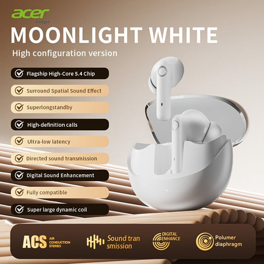 Wireless Earbuds Acer Bluetooth 5.4 TWS Stereo with Long Standby and Multi-Device Support in Three Colors