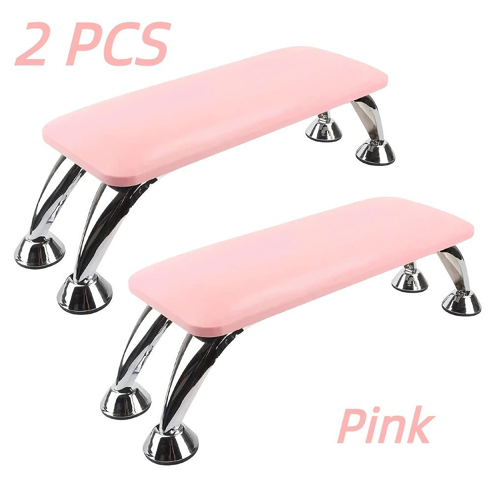 Curved Nail Salon Armrest with Metal-Look Legs in Pink, Black or White and Single- or Two-Piece Options
