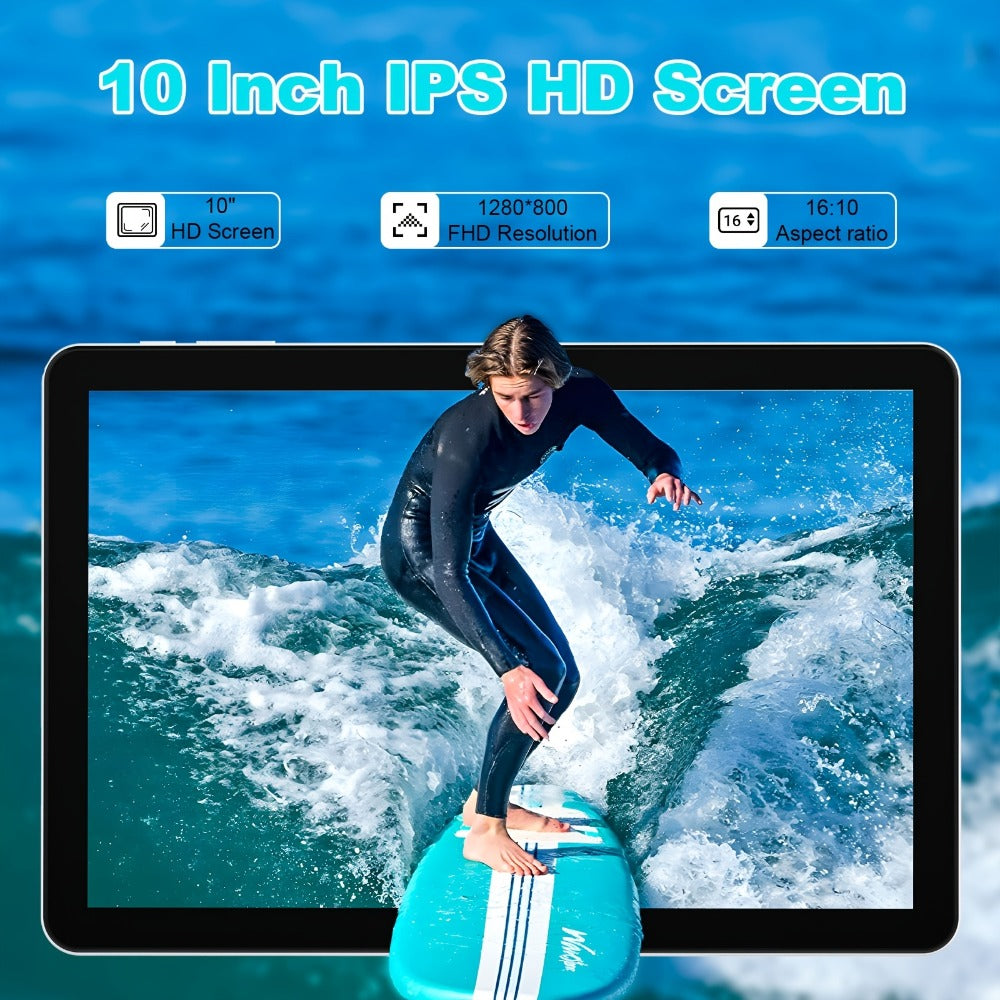 Android Tablet 10-Inch with Android 14, A523 Octa-Core, WiFi 6 and Tablet or Keyboard Options